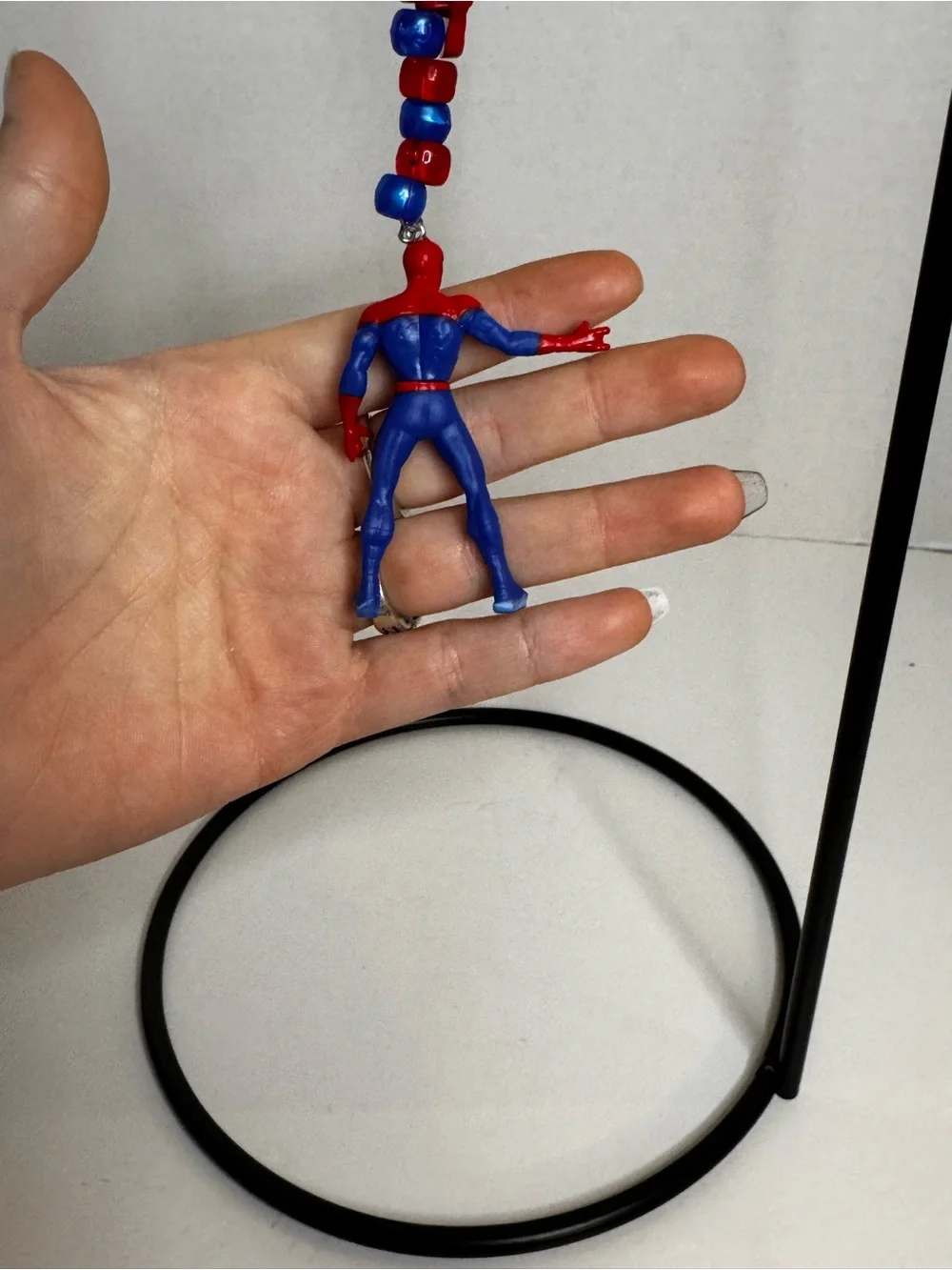 Spiderman Red & Blue Beaded Charm Keychain